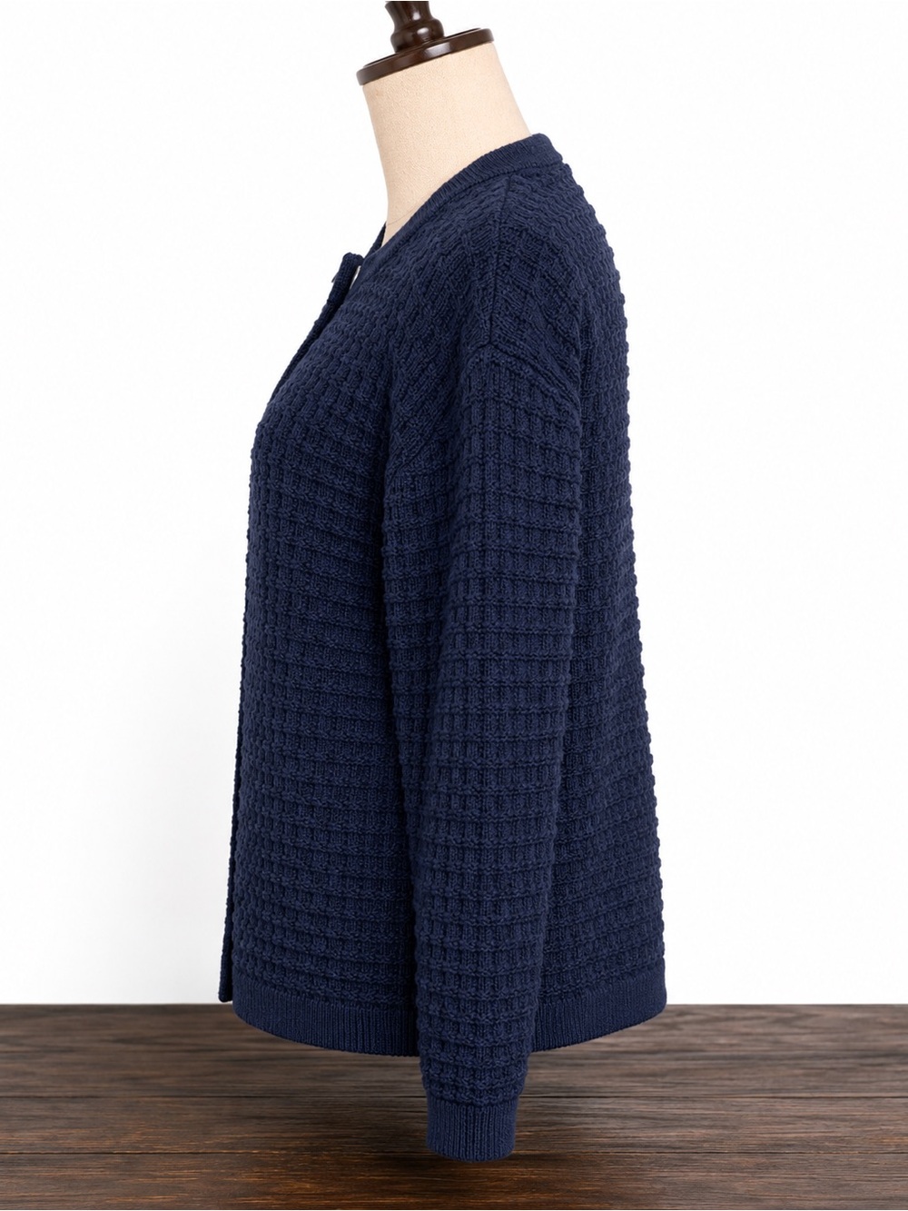 Dokotoo XL Navy Blue Waffle Knit Button Front Cardigan Sweater - Picture 5 of 9